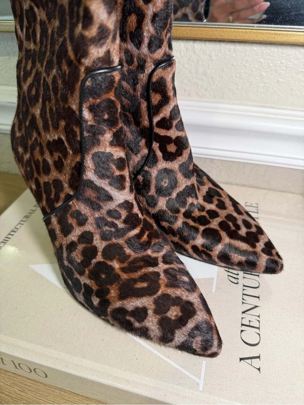 Michael Kors Katerina Leopard Print Calf Hair Knee High Stiletto Boots Sz 8 - Picture 6 of 9
